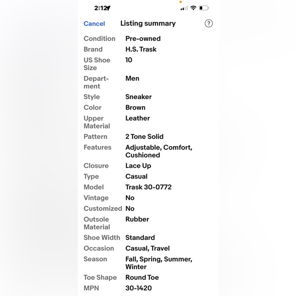 Trask men’s size 10 M 2 Tone Leather Shoes sneakers Comfort Lace up Lindsey MINT - Picture 12 of 14